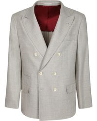 Brunello Cucinelli - Long-Sleeve Blazer With Lapel Collar - Lyst
