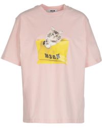 MSGM - Graphic-Print Short-Sleeved T-Shirt - Lyst