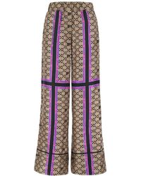Off-White c/o Virgil Abloh - Monogram Print Silk Wide Leg Pants - Lyst