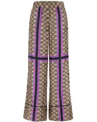 Off-White c/o Virgil Abloh - Monogram Print Silk Wide Leg Pants - Lyst