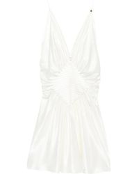 Versace - V-Neck Gathered Mini Dress - Lyst