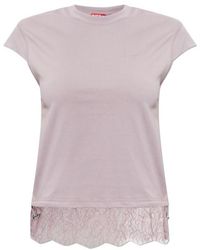 DIESEL - T Luna Lace Trim T-Shirt - Lyst