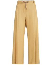 Brunello Cucinelli - Linen Trousers With Drawstring And Monili - Lyst