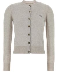 A.P.C. - Logo Detailed Buttoned Cardigan - Lyst