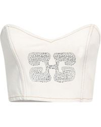 Ganni - Denim Off-The-Shoulder Top - Lyst