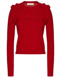 Valentino - Bow-Embellished Virgin Wool Jumper - Lyst