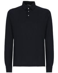 Zanone - Ice Button Detailed Long-Sleeved Polo Shirt - Lyst