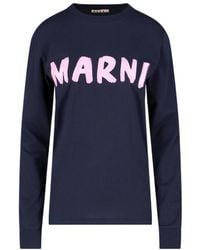 Marni - Logo-Print Long-Sleeved T-Shirt - Lyst