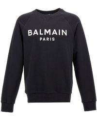 Balmain - Logo Printed Crewneck Sweatshirt - Lyst