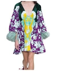 Valentino - V-Neck Long-Sleeved Dress - Lyst