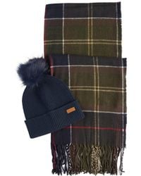Barbour - Tartan Scarf Knitted Beanie Set - Lyst