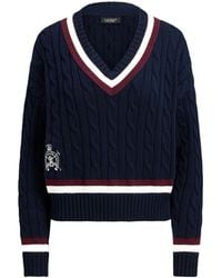 Ralph Lauren - Cable-Knit V-Neck Sweater - Lyst