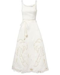 Leo - Palm Laser-Cut Embroidered Midi Dress - Lyst