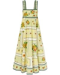 ALÉMAIS - Pleated Floral-Print Cotton-Poplin Midi Dress - Lyst
