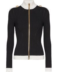 Balmain - Zipped High-Neck Knit Cardigan - Lyst