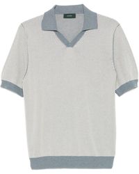 Zanone - Crepe Cotton Polo Shirt - Lyst