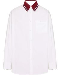 Valentino - Long-Sleeved Cotton Poplin Shirt With Embroidery - Lyst