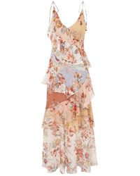 Zimmermann - Awaken Frilled Slip Spliced Print Dress - Lyst
