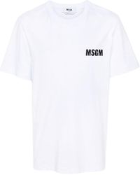 MSGM - Logo Printed Crewneck T-Shirt - Lyst