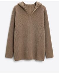 Max Mara - Hooded Ribbed Jumper - Lyst