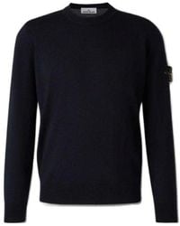 Stone Island - Logo Patch Crewneck Jumper - Lyst