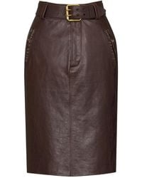 Saint Laurent - Belted High Waist Pencil Skirt - Lyst