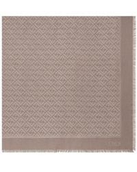 Fendi - Ff Logo Printed Fringed Edge Scarf - Lyst