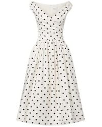 Self-Portrait - Polka-Dot Off-Shoulder Cotton Midi Dress - Lyst