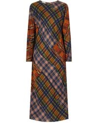 Dries Van Noten - Checked Crepe Midi Dress - Lyst