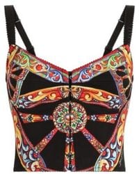 Dolce & Gabbana - Carretto-Printed Charmeuse Top - Lyst