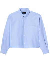 A.P.C. - Long Sleeved Button-Down Cropped Shirt - Lyst