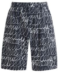 Marni - Scribble Motif Poplin Drawstring Shorts - Lyst
