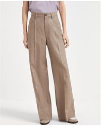 Brunello Cucinelli - Pleated Wide-Leg Trousers - Lyst