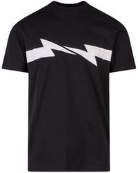 Neil Barrett - Thunderbolt-Print Cotton T-Shirt - Lyst