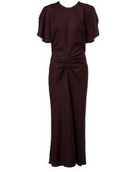Victoria Beckham - Bela Gathered Virgin Wool Midi Dress - Lyst