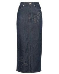 Ganni - High-Waisted Denim Straight Maxi Skirt - Lyst
