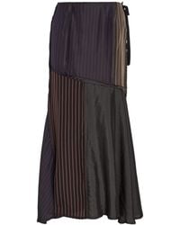 Maison Margiela - Panelled Striped Satin Midi Skirt - Lyst