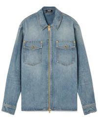 Versace - Denim Zipped Overshirt - Lyst