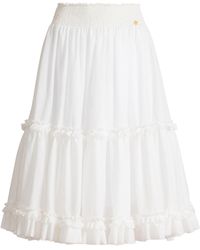 Balmain - Poplin Gathered Flared Skirt - Lyst
