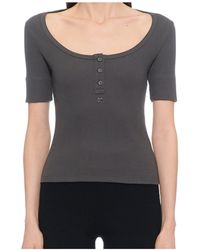 Courreges - Buttoned Ribbed T-Shirt - Lyst