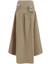 Ganni - Washed Midi Corset Skirt - Lyst