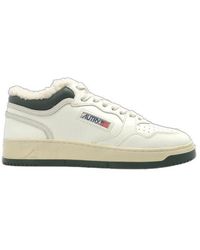 Autry - Shearling-Lined Leather Sneakers - Lyst