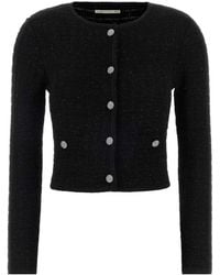 Alessandra Rich - Button-Embellished Cropped Cardigan - Lyst