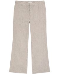 Vince - Ticking Striped Flared-Leg Linen And Cotton-Blend Trousers - Lyst