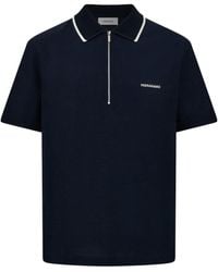 Ferragamo - Cotton Polo Shirt With Zip Closure - Lyst