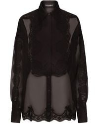 Dolce & Gabbana - Floral Lace-Detailed Semi-Sheer Buttoned Shirt - Lyst