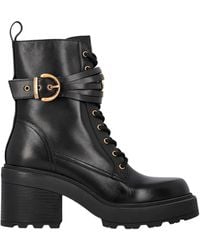 Pinko - Deep Leather Ankle Boots With-Tone Accents - Lyst