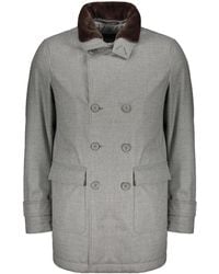 Herno - Double-Breasted Contrast-Collar Coat - Lyst