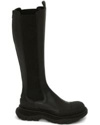 McQueen - Leather Tread Slick Boots - Lyst