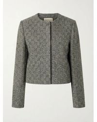Gucci - Embroidered Gg Wool Tweed Jacket - Lyst